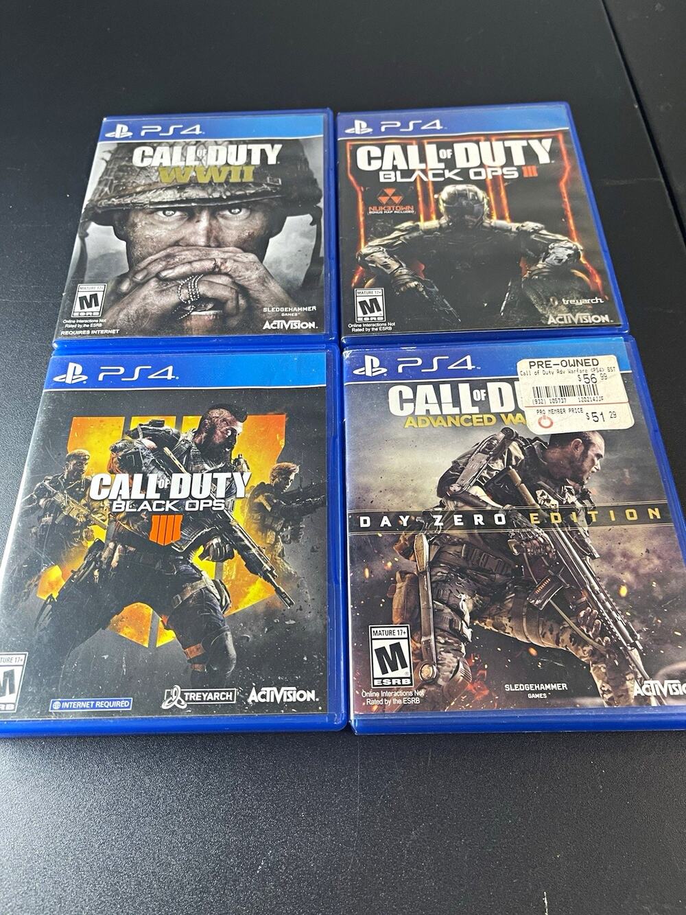 Activision PlayStation PS4 Call of Duty Lot of 4: WWII, Black Ops III, Advanced